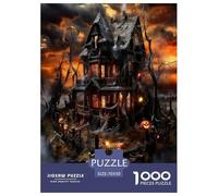 Halloween hanté Royaume Papier Puzzle Jeu De Puzzle Activités Familiales Stimulantes 1000 Stukjes Festival de l'horreur Casse-tête Qualité Premium pour Adultes 70x50cm/1000pcs