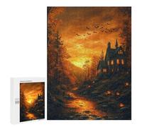 Halloween Haunted House Scene -4 Puzzle 1000 Pièces Educa Jouet en Bois Cadeau Unique Décoration Intérieure Jeu Éducatif Challenge Toy Adultes Et Enfants À Partir De 14 Ans 500 PCS