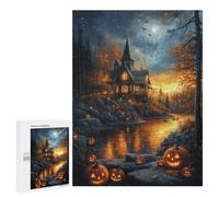 Halloween Haunted House Scene -5 Puzzle 1000 Pièces Educa Jouet en Bois Cadeau Unique Décoration Intérieure Jeu Éducatif Challenge Toy Adultes Et Enfants À Partir De 14 Ans 500 PCS