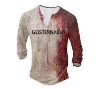 Halloween Haut Homme Manches Longues Noir T-Shirt col Rond Homme, décontracté, thème Halloween, Motif de Taches, Impression numérique, Grande Taille Fruit du Métier Tisser(Kaki,4XL)