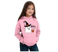 Halloween Hauts Et Chemisiers Fille en Liquidation Enfant Bas âge garçons Filles à Manches Longues Lettre Imprime Sweat Capuche Chaud Pull Enfants Sweat-Shirt pour Design Graphique(Rose,6 Ans)