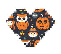 Halloween Hibou Fantôme Citrouille Impression Art Brique Puzzle en Forme de Coeur Bricolage Bricolage Blocs de Construction Ensemble 3D Puzzle Décoration de la Maison 82 Pièces