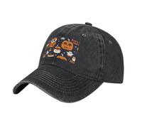 Halloween Hibou Fantôme Citrouille Imprimé Parfait pour le Sport et les Activités de Plein Air Casquette Réglable Adulte Unisexe, Noir , Taille unique