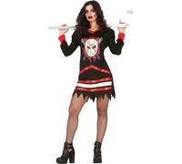 Halloween Hockey Tenue d'épouvante Costume sportif de peur Éclaboussures de sang Figure sombre Mystère Rouge Noir Personnage masqué Thème menaçant, Taille : 38 - 40 (M) Couleur : Noir