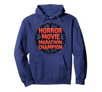 Halloween Horreur Movie Marathon Champion Spooky Fun Sweat à Capuche, Unisexe pour Adultes, Bleu Marine, M