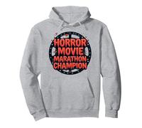 Halloween Horreur Movie Marathon Champion Spooky Fun Sweat à Capuche, Unisexe pour Adultes, Gris Chiné, S