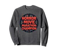 Halloween Horreur Movie Marathon Champion Spooky Fun Sweatshirt, Unisexe pour Adultes, Chiné Foncé, M