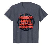 Halloween Horreur Movie Marathon Champion Spooky Fun T-Shirt, Enfant, Bleu Chiné, 4 Ans