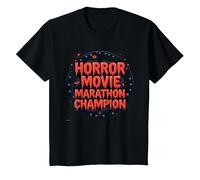 Halloween Horreur Movie Marathon Champion Spooky Fun T-Shirt, Enfant, Noir, 4 Ans
