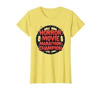 Halloween Horreur Movie Marathon Champion Spooky Fun T-Shirt, Femme, Citron, S