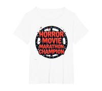 Halloween Horreur Movie Marathon Champion Spooky Fun T-Shirt, Femme Grandes Tailles, Blanc, 4X