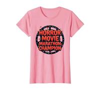 Halloween Horreur Movie Marathon Champion Spooky Fun T-Shirt, Femme, Rose, 3XL