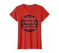 Halloween Horreur Movie Marathon Champion Spooky Fun T-Shirt, Femme, Rouge, XXL