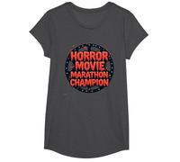 Halloween Horreur Movie Marathon Champion Spooky Fun T-Shirt, Fille, Chiné Foncé, M