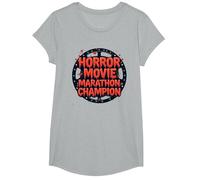 Halloween Horreur Movie Marathon Champion Spooky Fun T-Shirt, Fille, Gris Chiné, XS