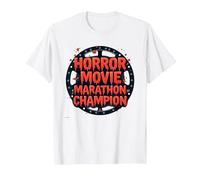 Halloween Horreur Movie Marathon Champion Spooky Fun T-Shirt, Homme, Blanc, 4XL