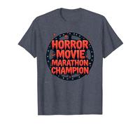 Halloween Horreur Movie Marathon Champion Spooky Fun T-Shirt, Homme, Bleu Chiné, 4XL