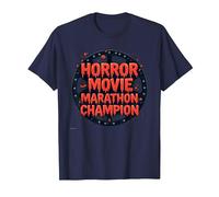 Halloween Horreur Movie Marathon Champion Spooky Fun T-Shirt, Homme, Bleu Marine, S