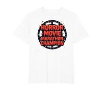 Halloween Horreur Movie Marathon Champion Spooky Fun T-Shirt, Homme Grandes Tailles, Blanc, 4X Tall