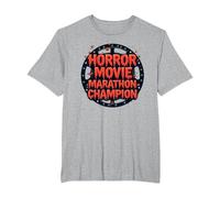 Halloween Horreur Movie Marathon Champion Spooky Fun T-Shirt, Homme Grandes Tailles, Gris Chiné, 4X Tall