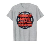 Halloween Horreur Movie Marathon Champion Spooky Fun T-Shirt, Homme, Gris Chiné, 4XL