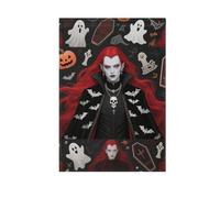 Halloween Horror Black Vampire Petits drapeaux d'extérieur Bannière de Pâques pour décoration de porche 71 x 101 cm double face