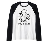 Halloween Horror pins and Chill Funny Voodoo Doll Manche Raglan
