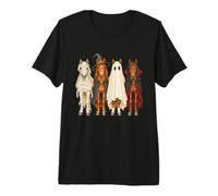 Halloween Horses Ghost Vampire Mummy Farm Horse Riding T-Shirt Haut de Gamme