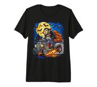 Halloween Hotrod Vampire Citrouille Lune Monstre Vintage T-Shirt Haut de Gamme
