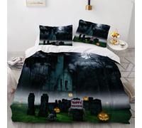 Halloween Housse De Couette X Imprim¿¿ D Cimeti¿¿Re Citrouille-Lanterne Parure De Lit Personnes Ado Fille Enfants Microfibre Literie Pi¿¿Ces Avec Ferme