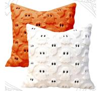 Halloween Housses de Coussin Ensemble de 2,Housse de Coussin Décorative avec Motif Fantôme Citrouille d'Halloween,Automne Canapé Taie d'oreiller,Douce our Canapé Chambre Maison Décoration 45 x 45 cm-A