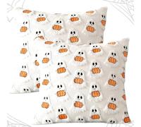 Halloween Housses de Coussin Ensemble de 2,Housse de Coussin Décorative avec Motif Fantôme Citrouille d'Halloween,Automne Canapé Taie d'oreiller,Douce our Canapé Chambre Maison Décoration 45 x 45 cm-B