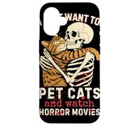 Halloween I Just Want to Pet Cats and Watch Horror Movies Coque pour iPhone 16