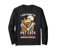 Halloween I Just Want to Pet Cats and Watch Horror Movies Manche Longue