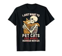 Halloween I Just Want to Pet Cats and Watch Horror Movies T-Shirt