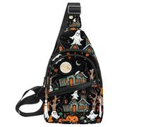 Halloween Illustrations 1_21 Sac à bandoulière avec bandoulière réglable, sac à bandoulière pour homme et femme, sac à dos à bandoulière pour voyage, cyclisme, travail, sport, Multicolore 19.,