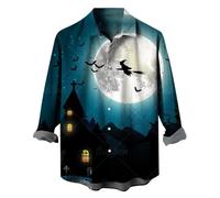 Halloween Imprimer Une Chemise De Célébration Drôle Homme, Casual Citrouille Motif Boutonnée Mode Et Confort Adulte Manches Longues Tête Monstre Fantôme Funky Fête Crâne Chemises pour Dansante Soirée