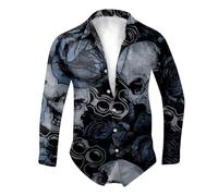 Halloween Imprimer Une Chemise De Célébration Drôle Homme, Manches Longues Casual Boutonnée Adulte Citrouille Motif Monstre Fantôme Hawaii Crâne Funky Fête Grande Taille Chemises pour Soirée Dansante