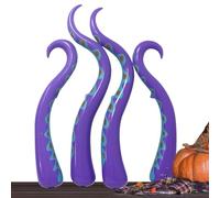 Halloween Inflatable Decorations, 4-Piece 3d Octopus Tentacle Ornaments, Spooky Design, Easy Setup, Outdoor Yard Decor for Lawn, Driveway, Porch, Garden, Graveyard Halloween Scenes, 150x45x18cm Purple