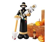 Halloween Inflatable Ghost Holding Mummy - Reusable, Yard Ornament | 39.37x19.69x72.05in (6ft) | Weatherproof Polyester Material | Giant Inflatable Holding Mummy For Halloween Yard