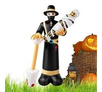 Halloween Inflatable Grim Ghost Decoration Scary Outdoor Seasonal Ornament | Inflatable Grim Ghost Decoration Features A Giant Mummy Holding Design For Halloween Yard Lawn Garden Party Indoor Outdoor