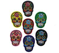 Halloween Iron on Sew Sugar Tête de mort Candy Patch badge Jour des morts mexicain Motif appliqué par des accessoires grenier rose