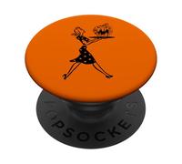 Halloween Jack O Lantern, Jolie Femme au Foyer effrayante du Milieu du siècle PopSockets PopGrip Adhésif