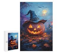 Halloween Jack-o'-Lantern with Witch Hat-1 Puzzle 1000 Pièces Educa Jouet en Bois Cadeau Unique Décoration Intérieure Jeu Éducatif Challenge Toy Adultes Et Enfants À Partir De 14 Ans 1000 PCS