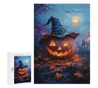Halloween Jack-o'-Lantern with Witch Hat Puzzle 1000 Pièces Educa Jouet en Bois Cadeau Unique Décoration Intérieure Jeu Éducatif Challenge Toy Adultes Et Enfants À Partir De 14 Ans 300 PCS