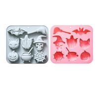 Halloween - Jelly Fêtes - 2 Pièces Moule à Gâteaux Halloween Silicone Pour Chocolat Bonbons Savon Et Boissons Froides Pour Les Amateurs De Cuisine