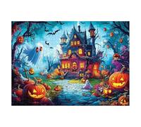 Halloween Jigsaw Puzzle, Horreur Haunted House Jigsaw - Jeu Familial pour, Adultes, Adolescents, Relaxation, décoration d'intérieur, Vacances, Noël