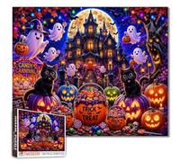 Halloween Jigsaw Puzzles 1000 Pieces for Adults, Families(Black Cats,Candy Carnival,Trick Or Treat) Pieces Fit Together Perfectly 19.7''x27.6''inch Frameable Freedom Puzzle Art