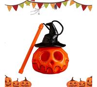 Halloween Lantern, Decorative Skeleton Pumpkin Light, Spooky Led Lantern 10x5 Inches, Haunted Prop, Creepy Decor for Indoor, Outdoor, Garden, Lawn, Porch, Fireplace, Haunted House, Yard, Black