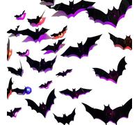 Halloween LED Batts Window Stickers | 36 Autocollants De Chauve-souris Éclairés PC | 3D Gothic Bat Wings Sticker Night Light | Battes Chauves-souris Spooky Lights Autocollant Halloween Home Decor